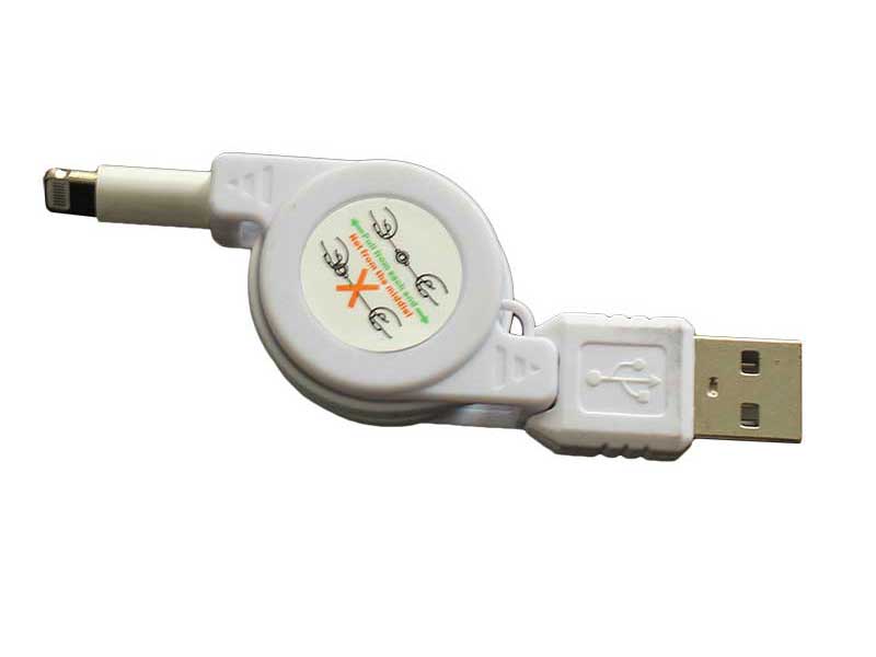 11215 Кабел за iPhone разтягащ се 1 метър бял - Image 1