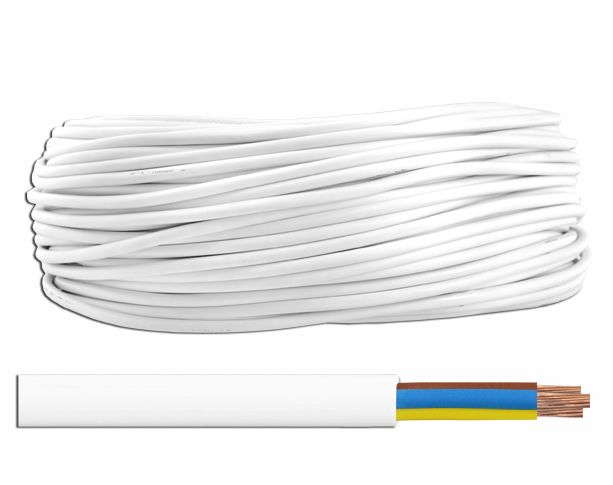 11249 Кабел многожилен MYYM 3 x 0.75 мм2 100м бял - Image 1