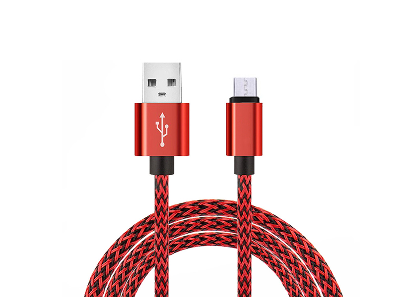 11747 Кабел micro USB текстилен 1 метър червено/черен - Image 1