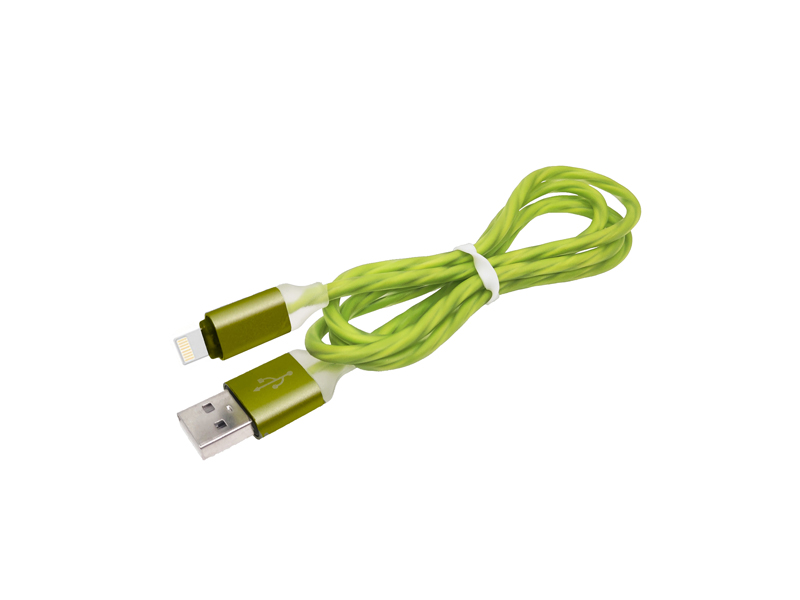 11767 Кабел за iphone кръгъл силиконов 1 метър зелен - Image 1