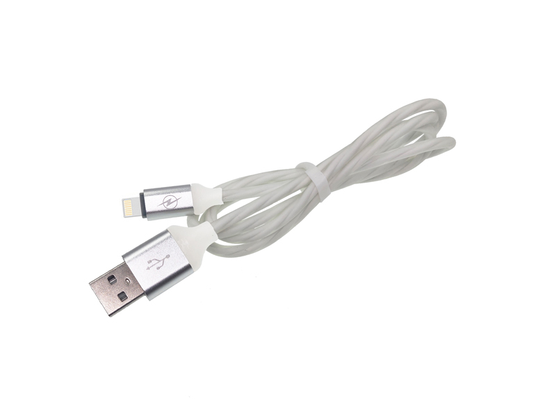 11769 Кабел за iphone кръгъл силиконов 1 метър бял - Image 1